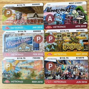 6 Collectible TTC monthly Toronto subway metro passes 2018 TO Neighbourhoods